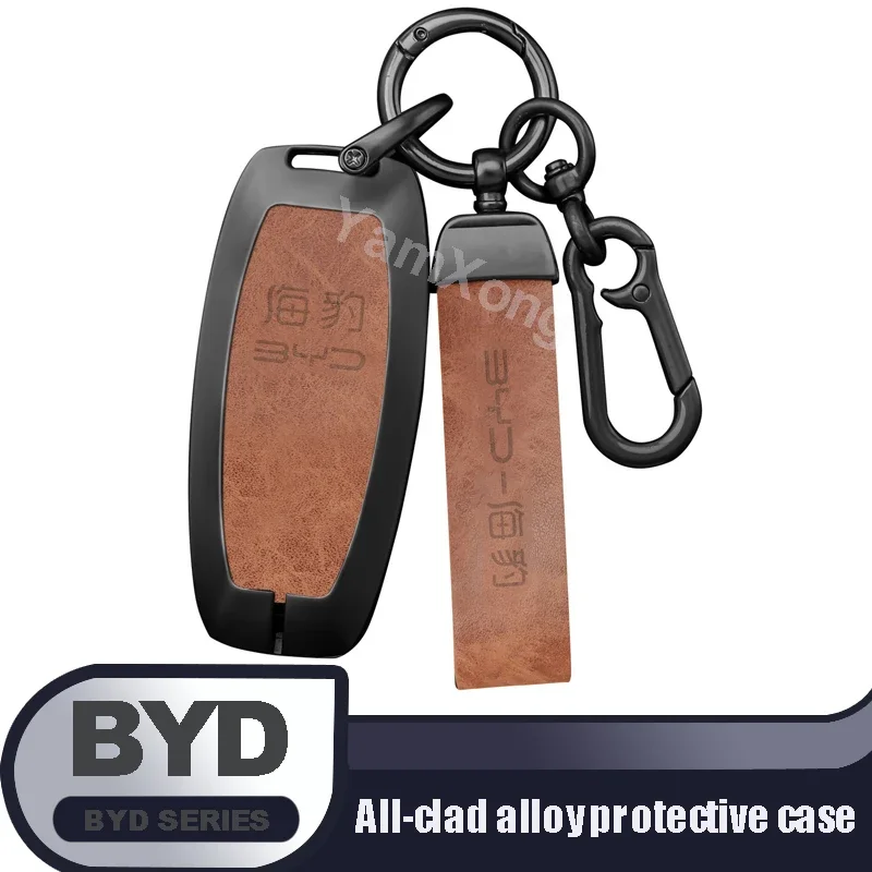 

For BYD Dolphin Smart Keyless high-end protective Case Keychain Hold Shell Alloy Remote Car Key Case Cover Car Accessories