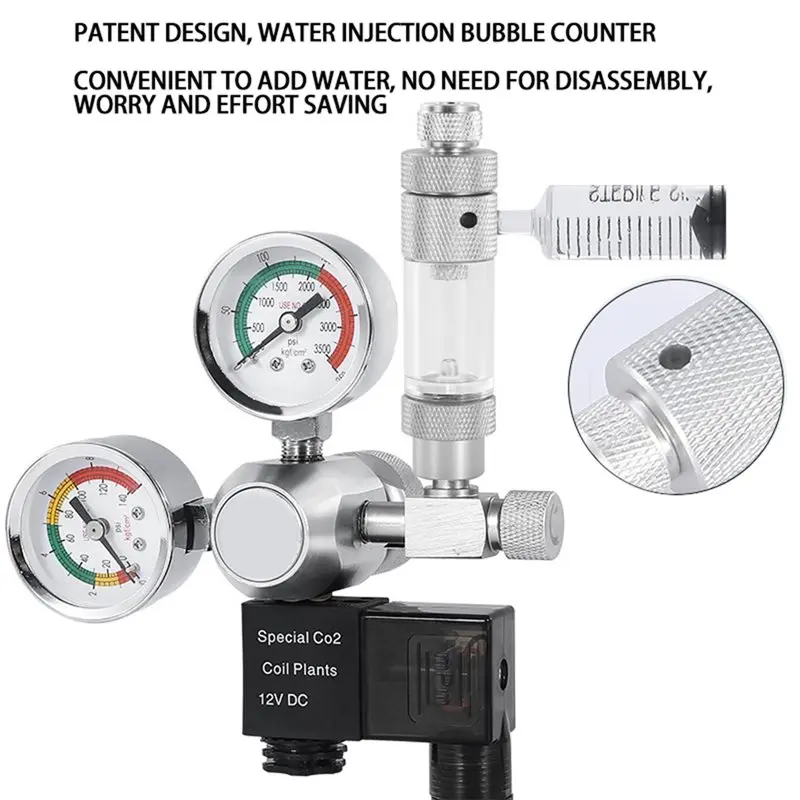 PORK-Aquarium CO2 Bubble Meter Water Injection Version CO2 Regulator Generator Reaction System Fish Tank CO2 Equipment