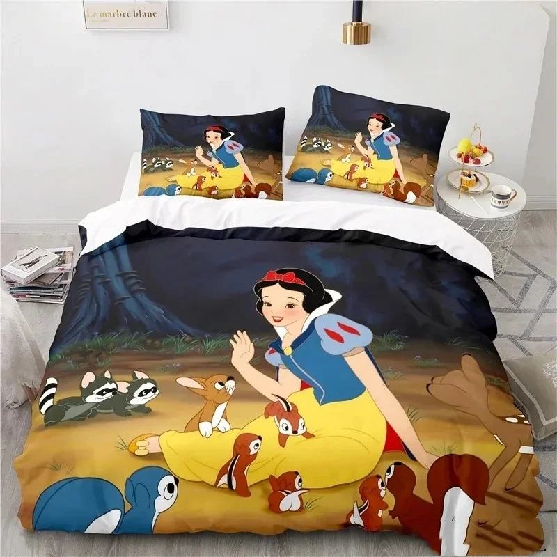 Princess Cartoon Duvet Cover Pillow Case, Disney Snow White Duvet Cover Pillow Cover Cute Home Room Bedroom Bedding Girl Gifts