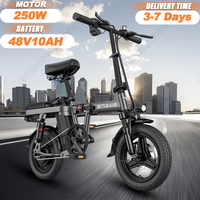 ENGWE T14 Folding Electric Bicycle 250W Powerful Motor 48V10AH Removable Battery Aluminum Alloy Ebike 14*2 In Tire Electric Bike