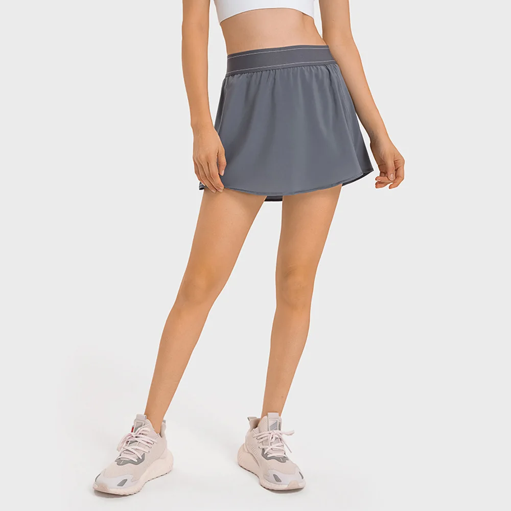 Goddess YOGA Summer Comfortable Naked Eye Anti Glare Tennis Skirt Szybkoschnąca Oddychająca Spódnica do Jogi Luźna Dorywcza Spódnica Sportowa