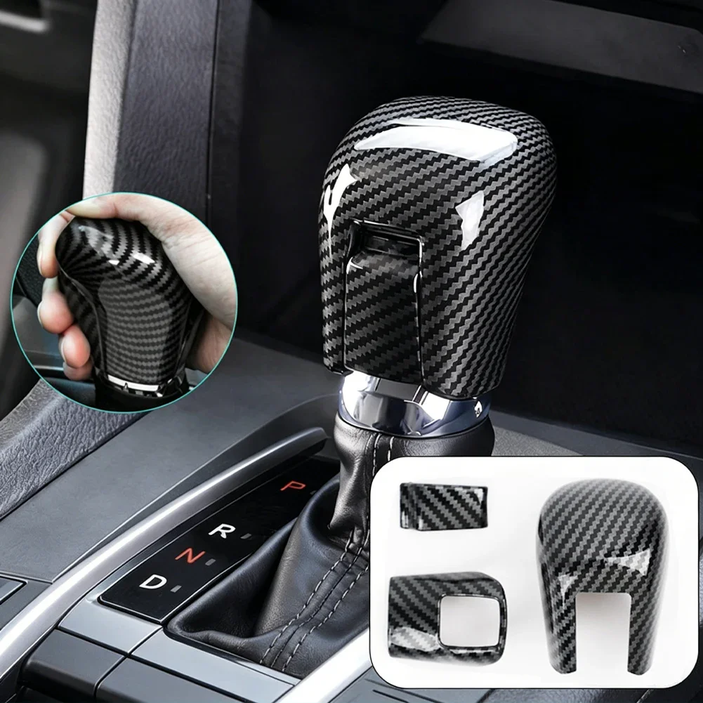 For Honda Civic 10th Gen FC FK 2016-2021 Carbon Fiber Style Gear Shift Knob Cover ABS Gear Lever Head Trim Interior Accessories view 2