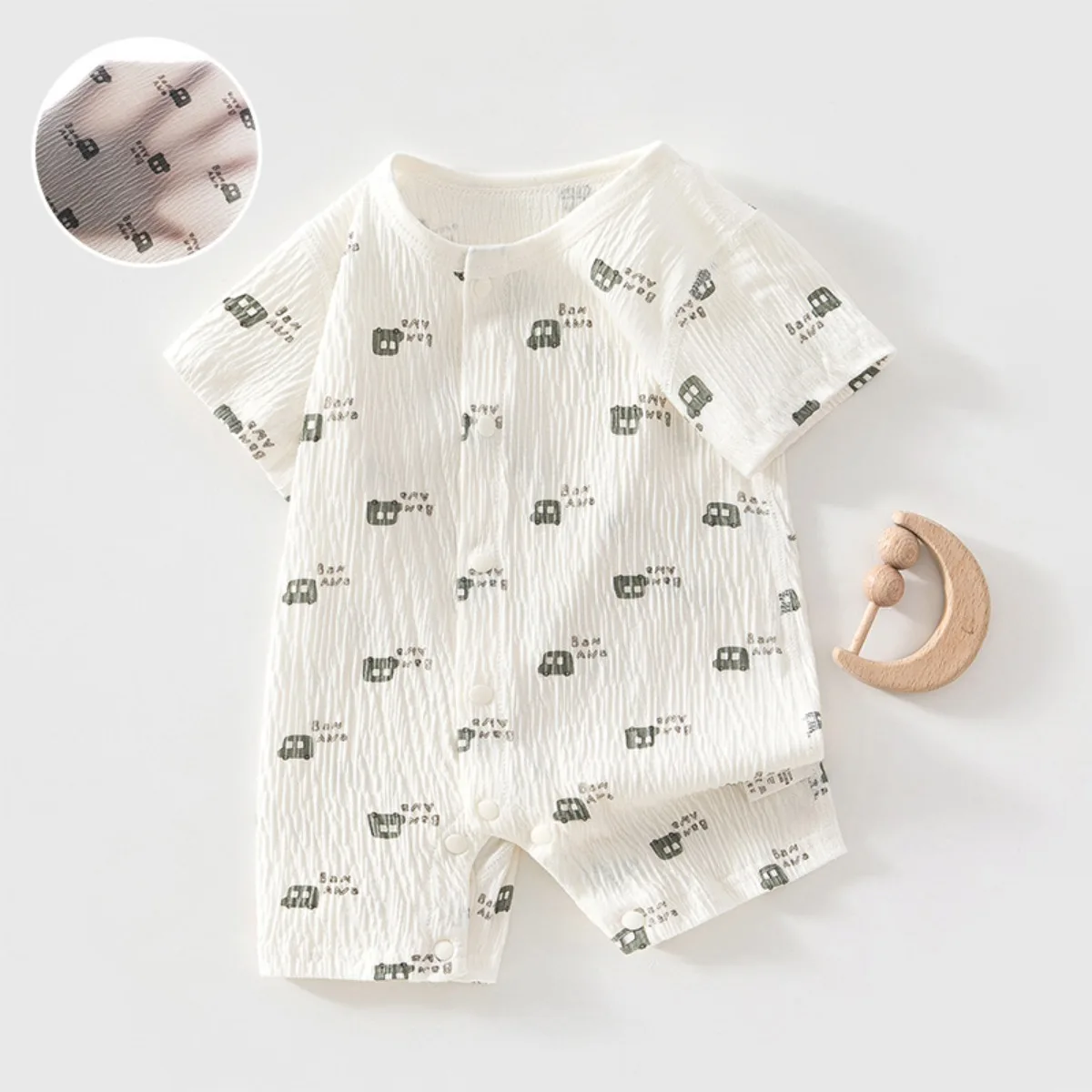New Arrival 0-18M Kid Summer Lightweight Soft Onesie Newborns Pure Cotton Short Sleeve Jumpsuit Newborns Breathable Knit Romper