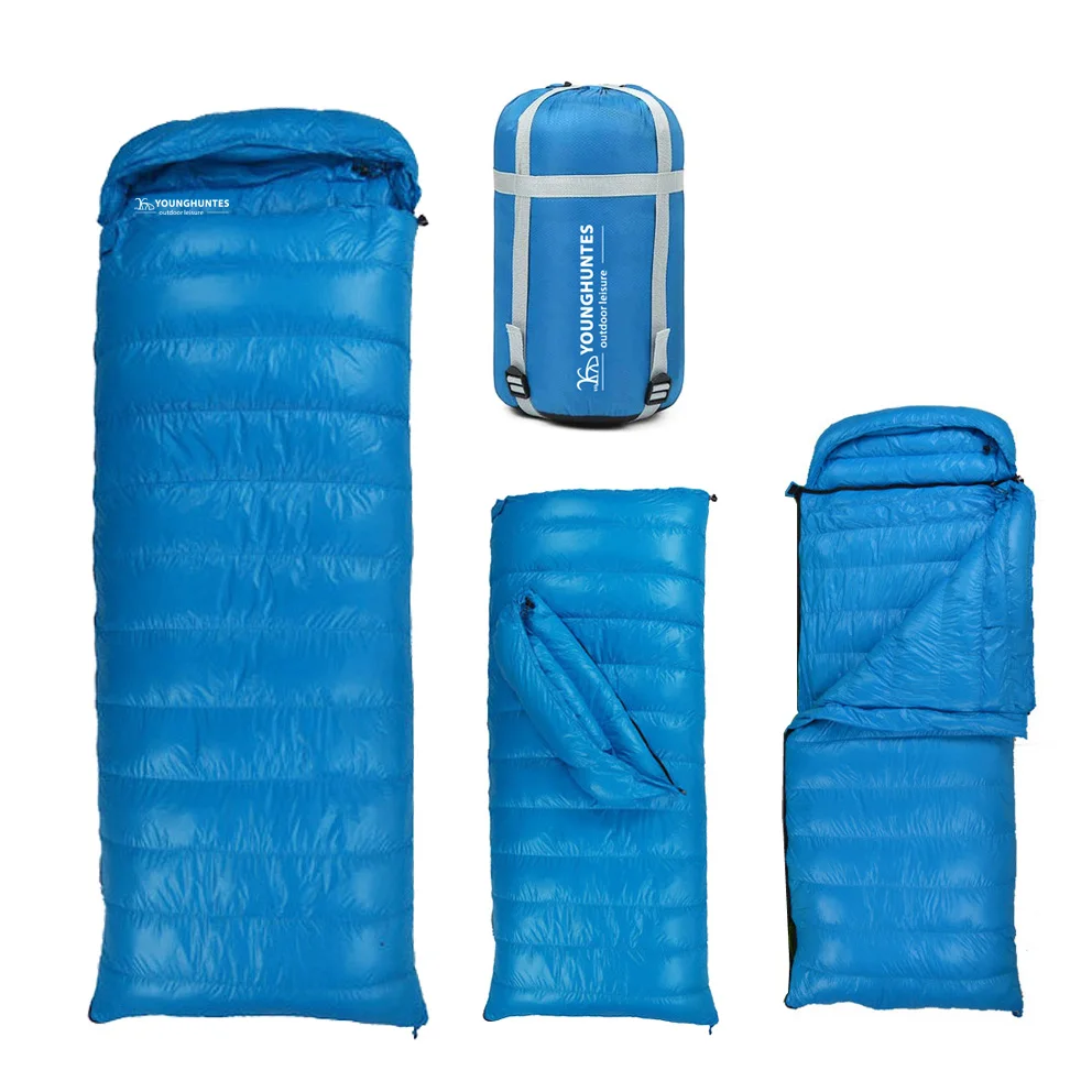 Emergency survival portable waterproof lightweight winter warmly 800gs filled duck down 400T nylon envelope thick sleeping bag