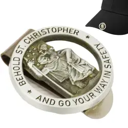 Saint Christopher Visor Clip Decorative Badge Visor Clips For Cars Car Travel Accessories Driving Amulet Patron Saint Periapt