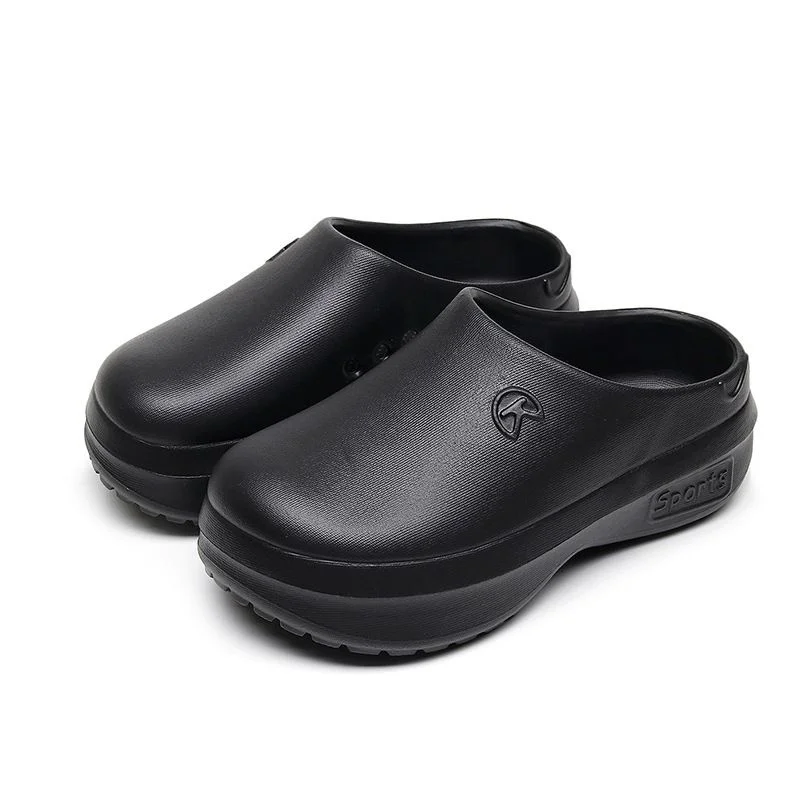 New Thick Heel Headed Slippers Women Summer Outdoor Wear Chef Semi Premium Feel Thick Heel Sandals EVA Flat Heel Casual Style view 5