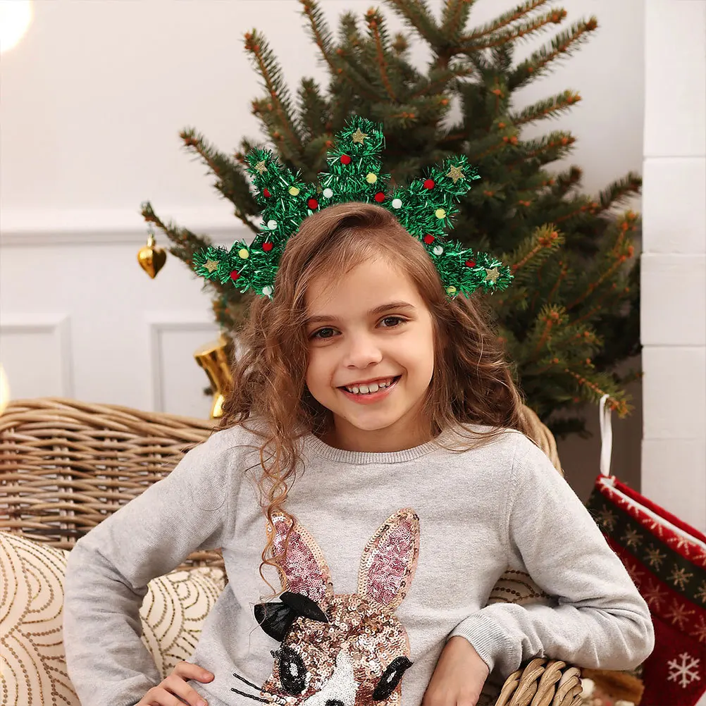

2Pcs Christmas Tree Headband Cute Tinsel Foil Hairband Holiday Dance Party Accessory Festive Women Girls Christmas Decoration