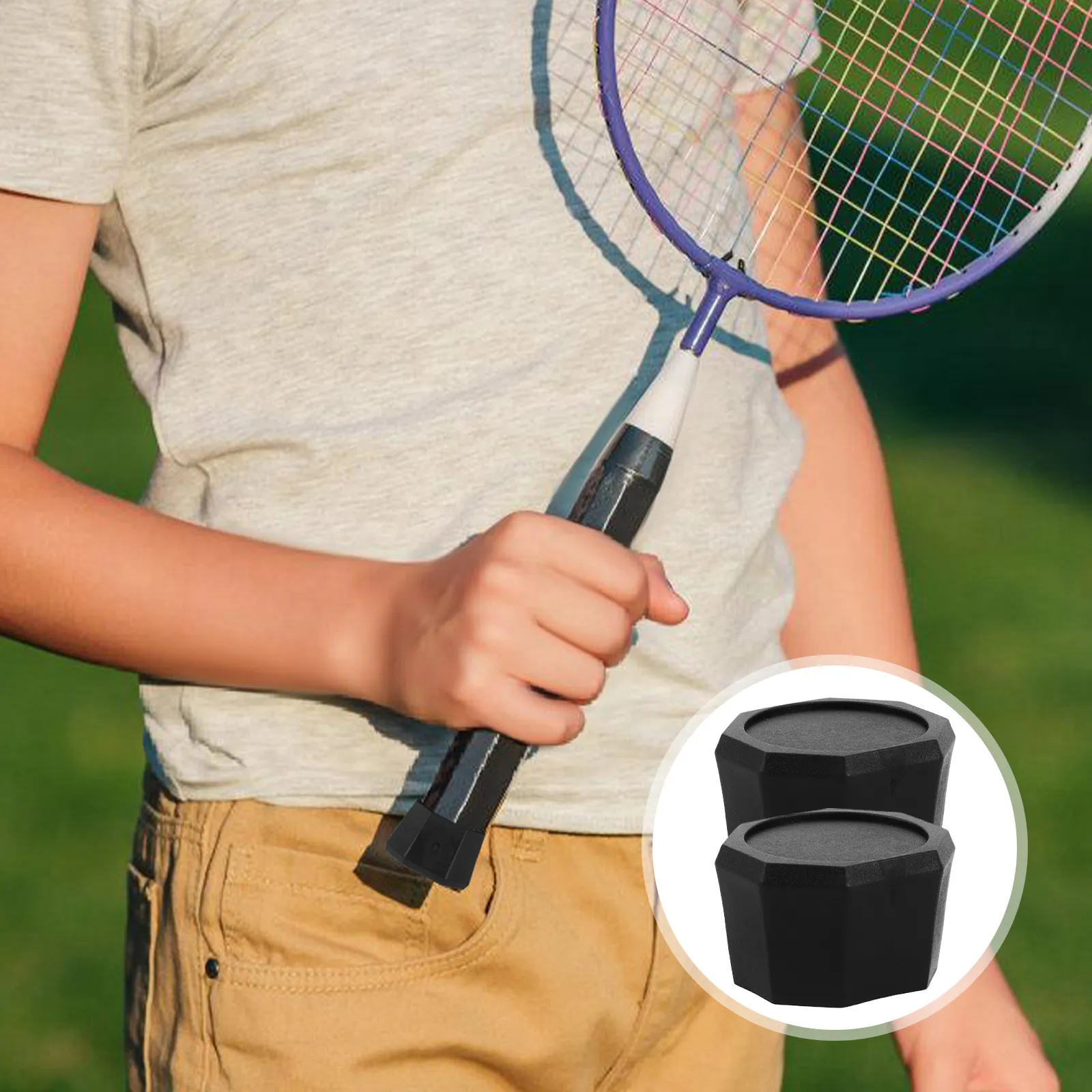 

2Pcs Tennis Racket End Cap Plastic Handle Cover Grip End Plug for Tennis Court Backyard Practice Protection Stability Comfort