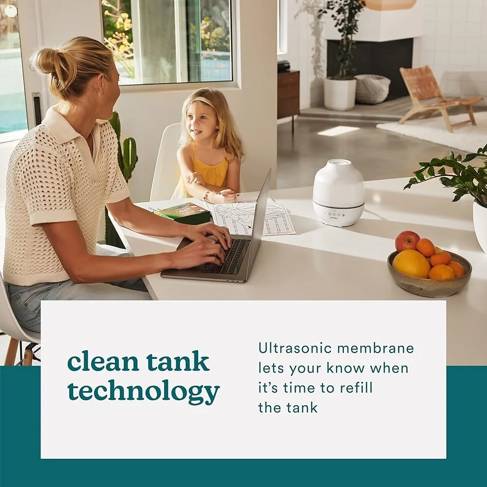 TotalComfort Luchtbevochtiger Grote Cool Mist Essentiële Olie Pads Ingebouwde Timer 7-Kleuren Nachtlampje Stille Automatische Uitschakeling Slaapkamer Kantoor