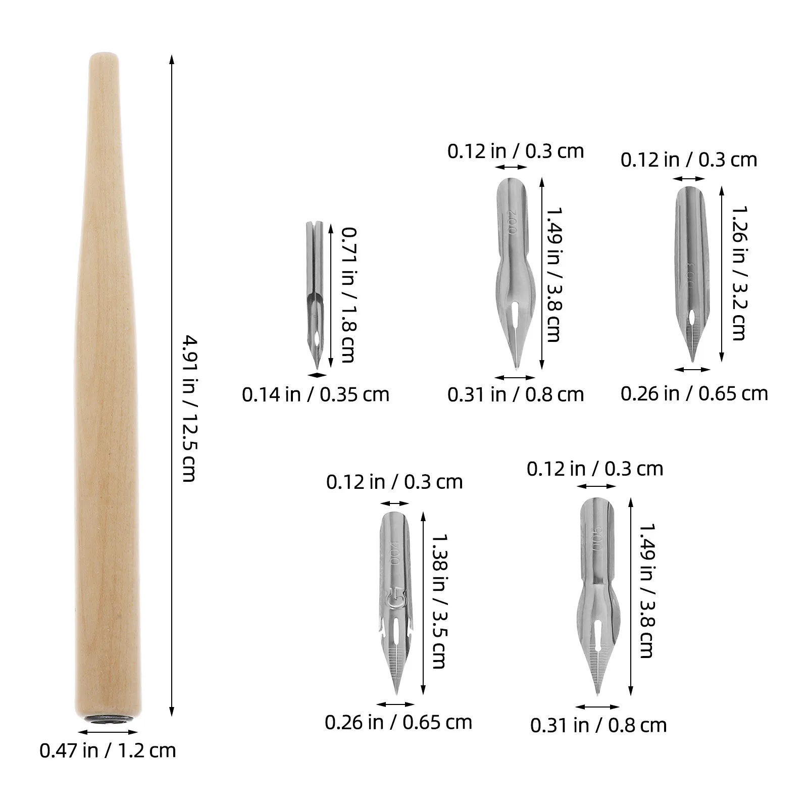 1Set Wooden Dip Pen Cartoon Nibs Replaceable Stainless Steel Tips for Writing Painting Sketching Signing Artist Supplies