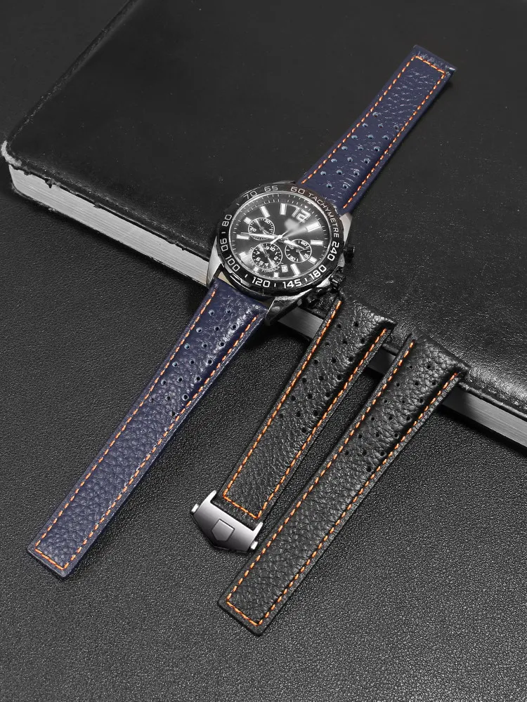Suitable for TAG Heuer Calera Monaco F1 Gulf Oil Original Soft Leather Watch Strap 22mm