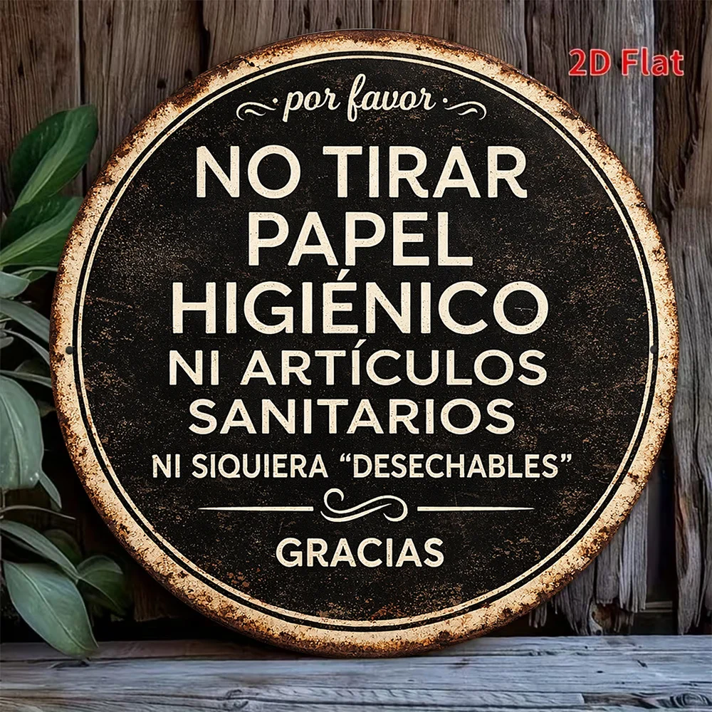 1pc 8*8In/20X20Cm 2D Flat Round Sign, Vintage Plaque about 