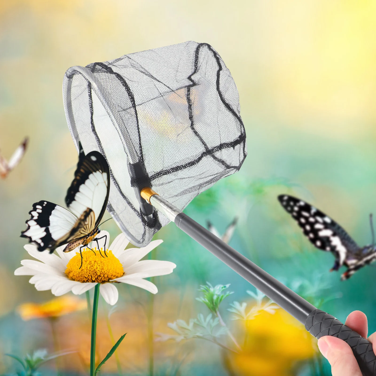 

Telescopic Fishing 150cm Stainless Steel Retractable Insect Net Butterfly Catching Outdoor Garden Kids Bug Net Metal Frame