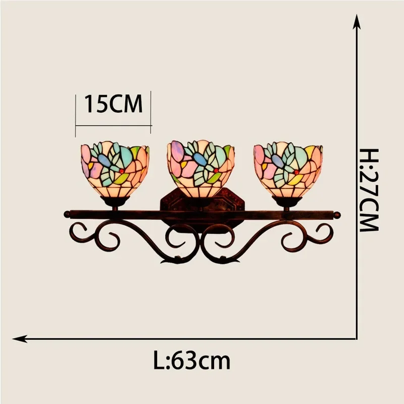 الزجاج الملون الرعوي العتيق، مصابيح أمامية لمرآة الحمام الأمريكية، مطعم بار المدخل