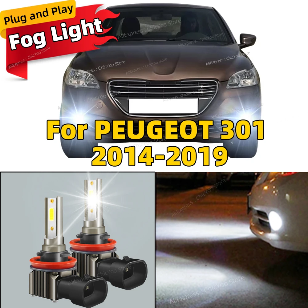 

6000K Front Fog Light 2pcs LED Bulb Accessories Lamp 80W For PEUGEOT 301 2014 2015 2016 2017 2018 2019 Plug and Play