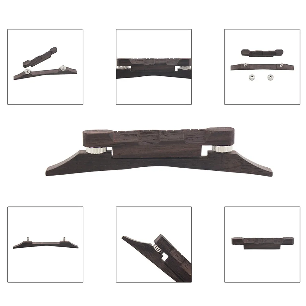 Mandolin Guitar Bridge Rosewood Adjustable Height Lightweight Easy Installation Fast Sound Transmission Professional Replacement