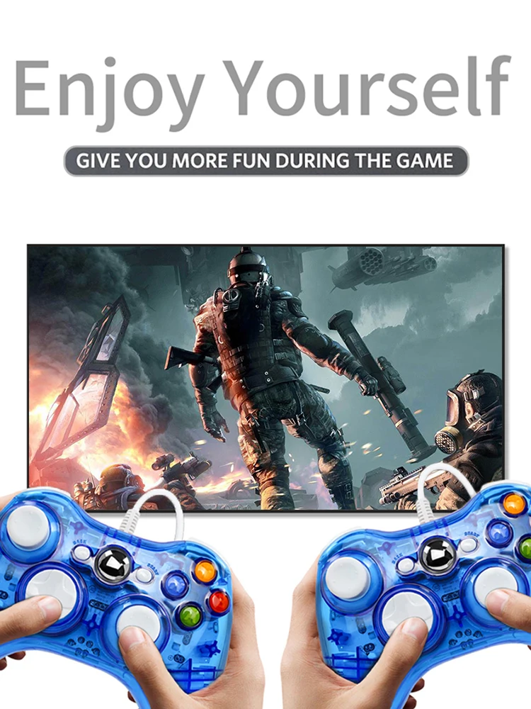 จอยควบคุมสำหรับเล่นเกมแบบมีสาย USB จอยสติ๊กความไวสูงปุ่มเล่นเกมมีความแม่นยำสูงสำหรับไมโครซอฟต์ Xbox 360