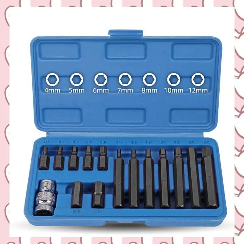 

HHTL 15 Piece Hexagon Socket S2 Screwdriver Head Black & Silver Hexagon Star Screwdriver Set