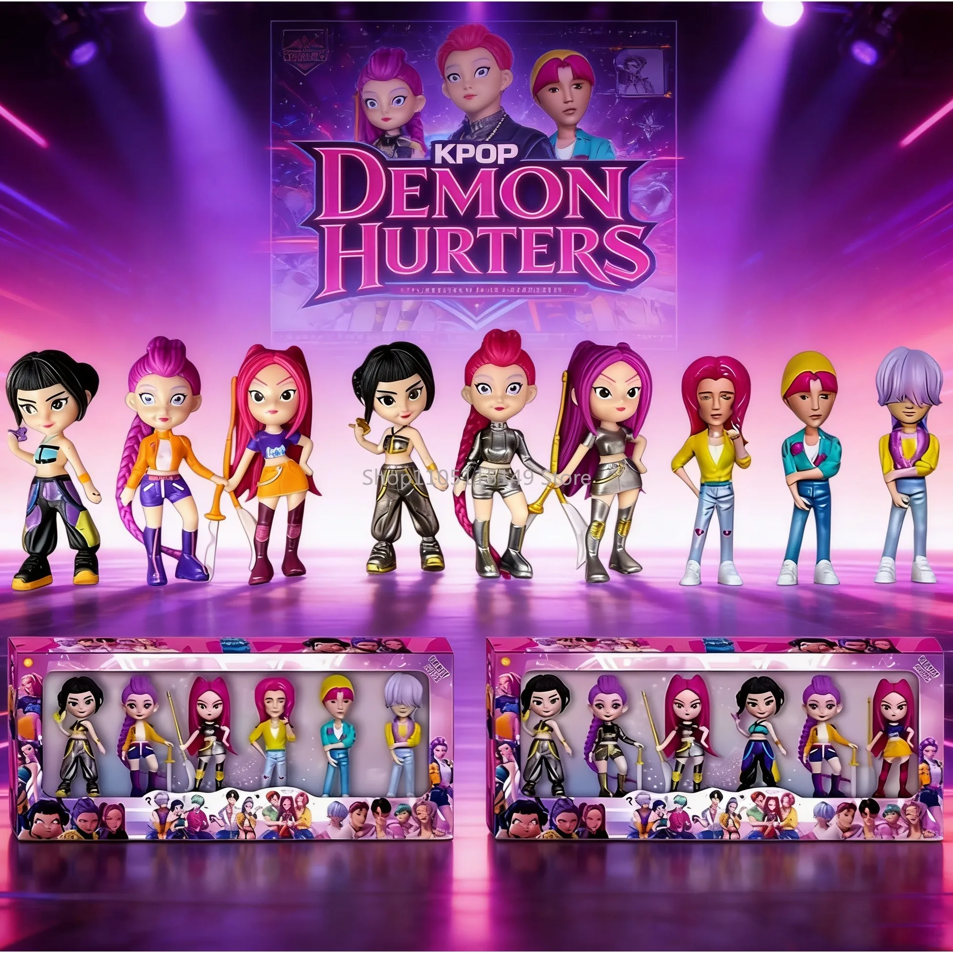 Kpop demon hunters anime periféricos coleção figura modelo brinquedo dos desenhos animados mesa de jogos decoração natal presente de ano novo