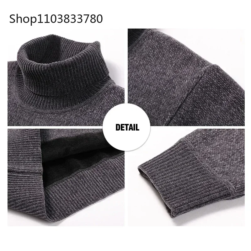 Suéter de cuello alto para hombre, suéter informal grueso de punto con cuello redondo, jersey cálido para hombre, suéter de lana, prendas de vestir para hombre, prendas de punto 3XL 4XL