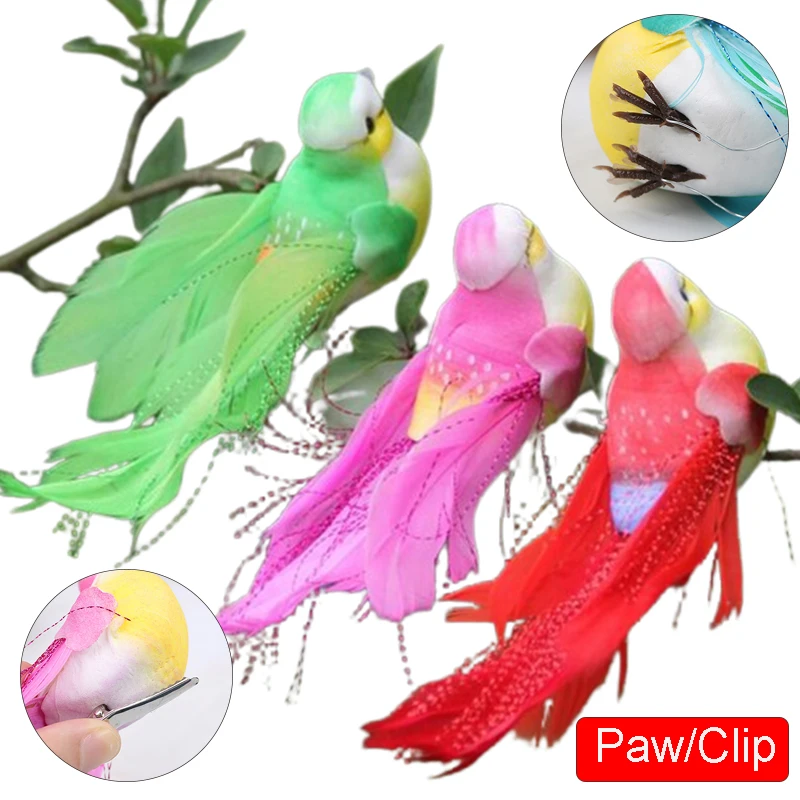 1PC Cute Artificial Decoration Bird Model DIY Artificial Sparrow Colorful Mini Bird Foam Feather Tit Craft Birds Emulation