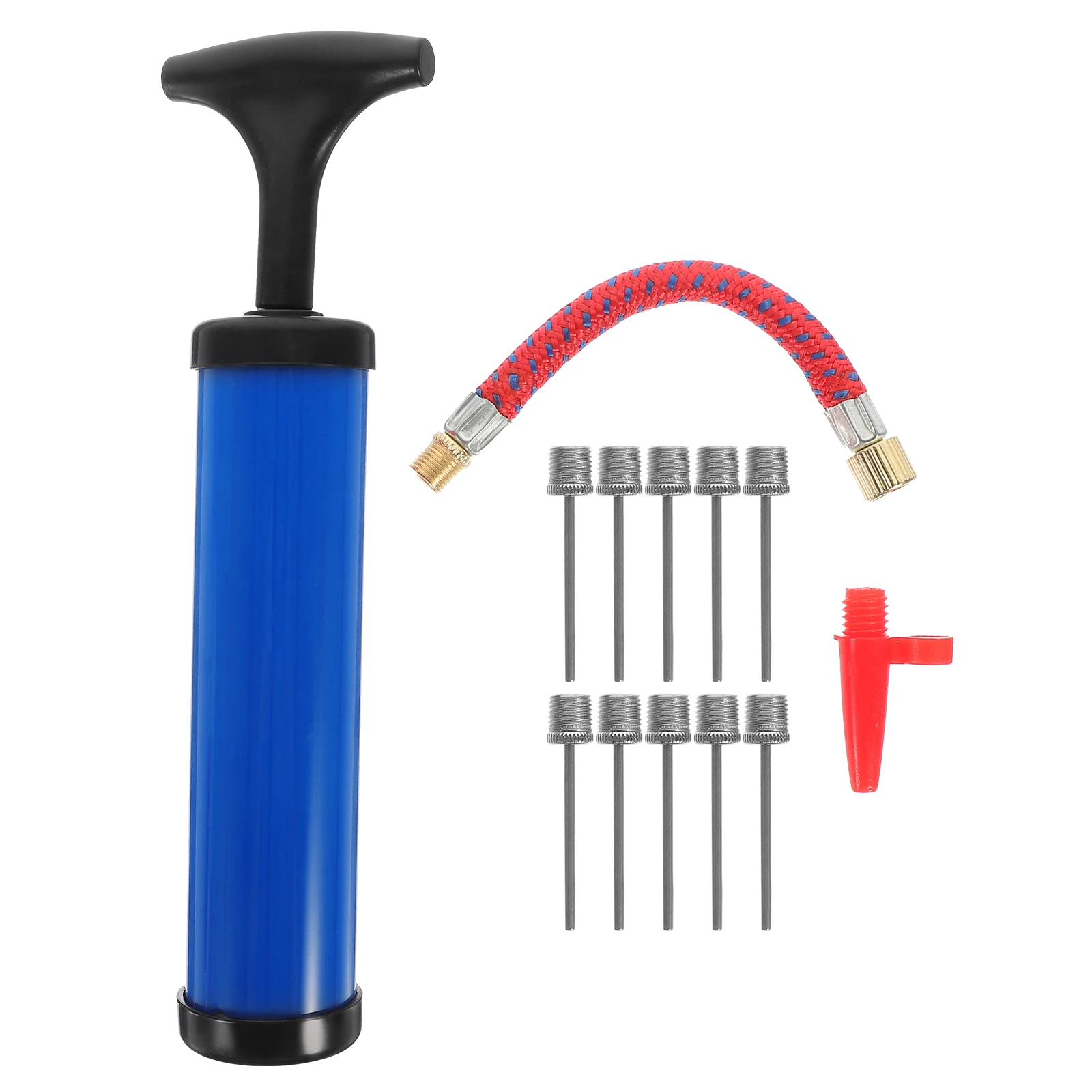 

1 комплект, синий мини-портативный баскетбольный футбольный набор для накачивания, 10 игл, 1 8-дюймовый насос, 1 трубка с высокой плотной герметичностью