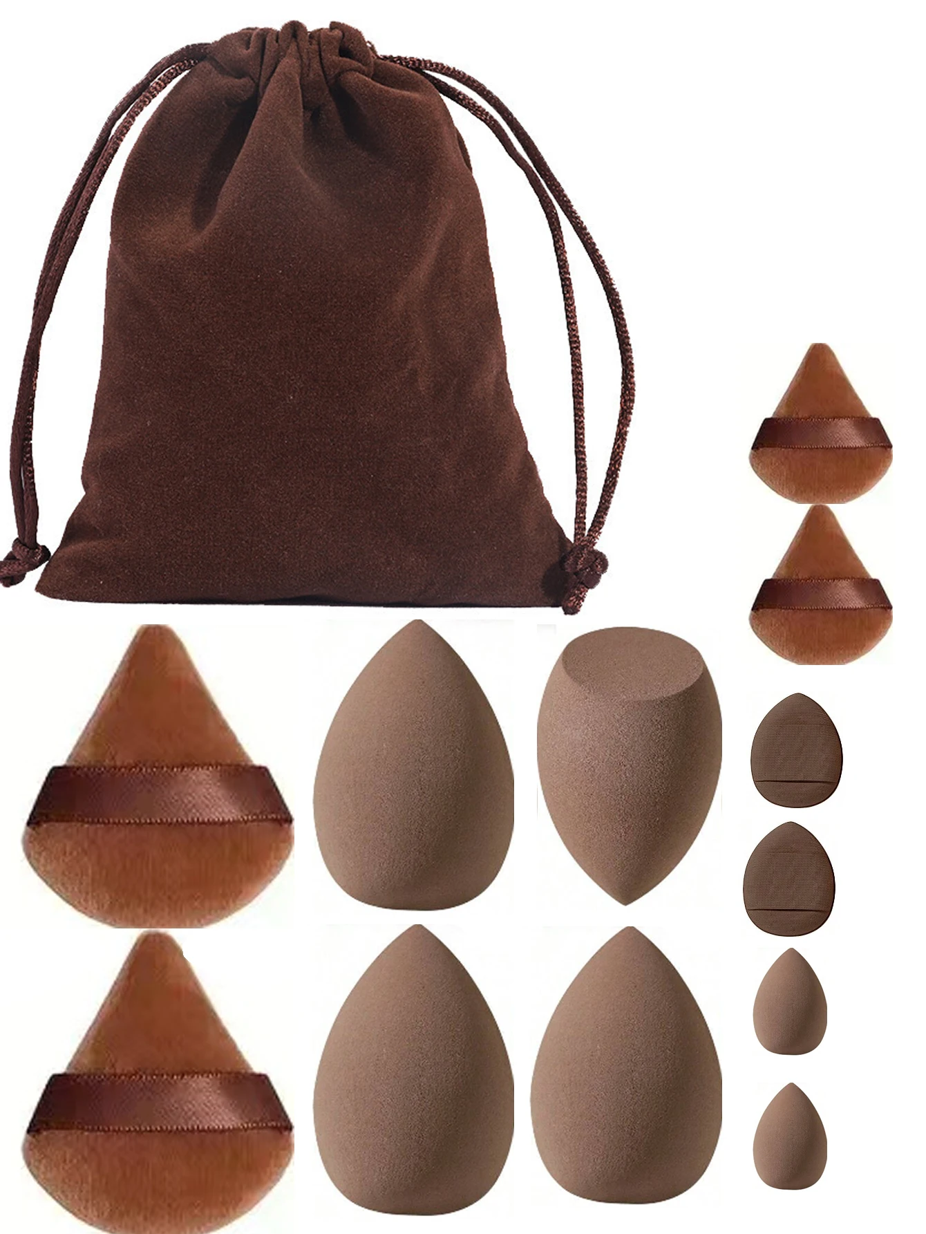 12-piece makeup powder puff sponge, triangle loose powder puff, sponge blender, mini concealer puff beauty tool set with storage