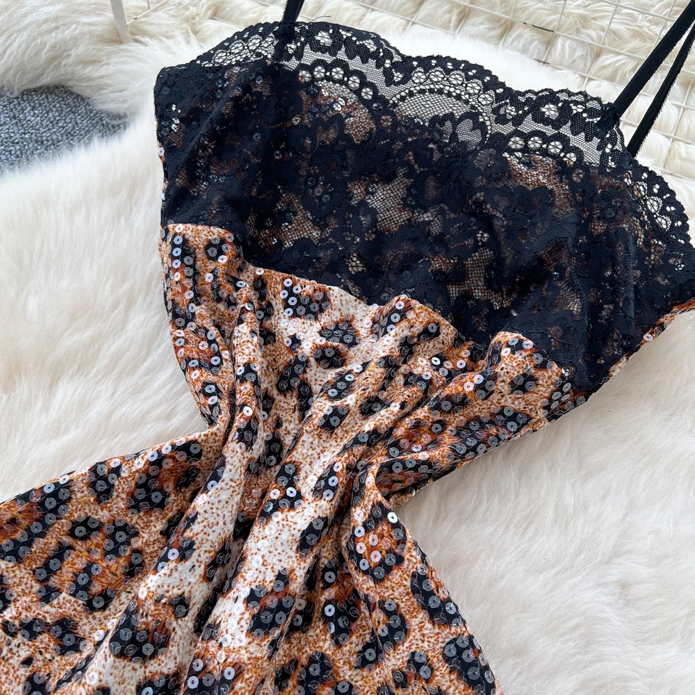 Seksowna, elegancka sukienka bez rękawów z cekinami, łączona, Vestidos, moda koreańska, fairycore, odzież damska w stylu vintage