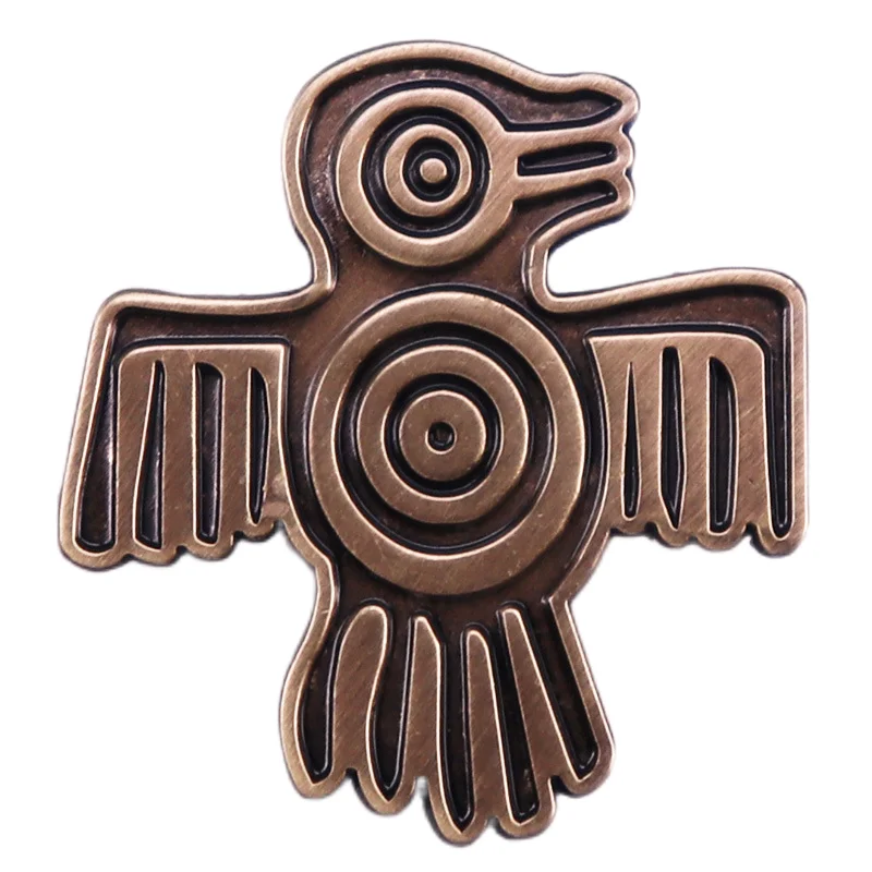 Indian Thunderbird Aztec Bird Pattern Vintage Brooch Badge