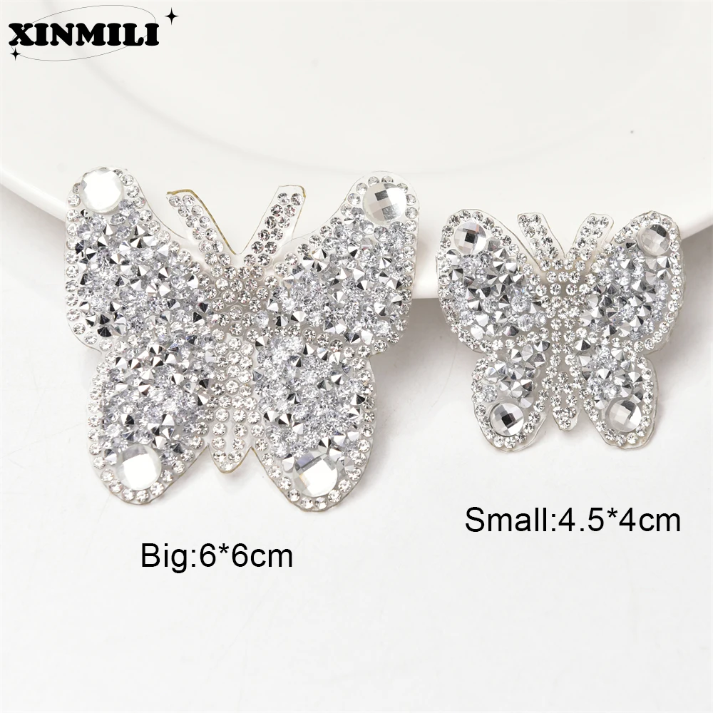 10 Stück Aufbügelbare Kristall-Schmetterling-Applikationen mit Strass-Besatz für DIY Kinderkleidung T-Shirt Dekoration Tier-Design