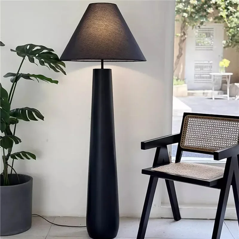 Wabi Sabi White Mushroom Standing Lamp Tall Fabric Floor Reading Light Foyer Bedroom Designer Sofa