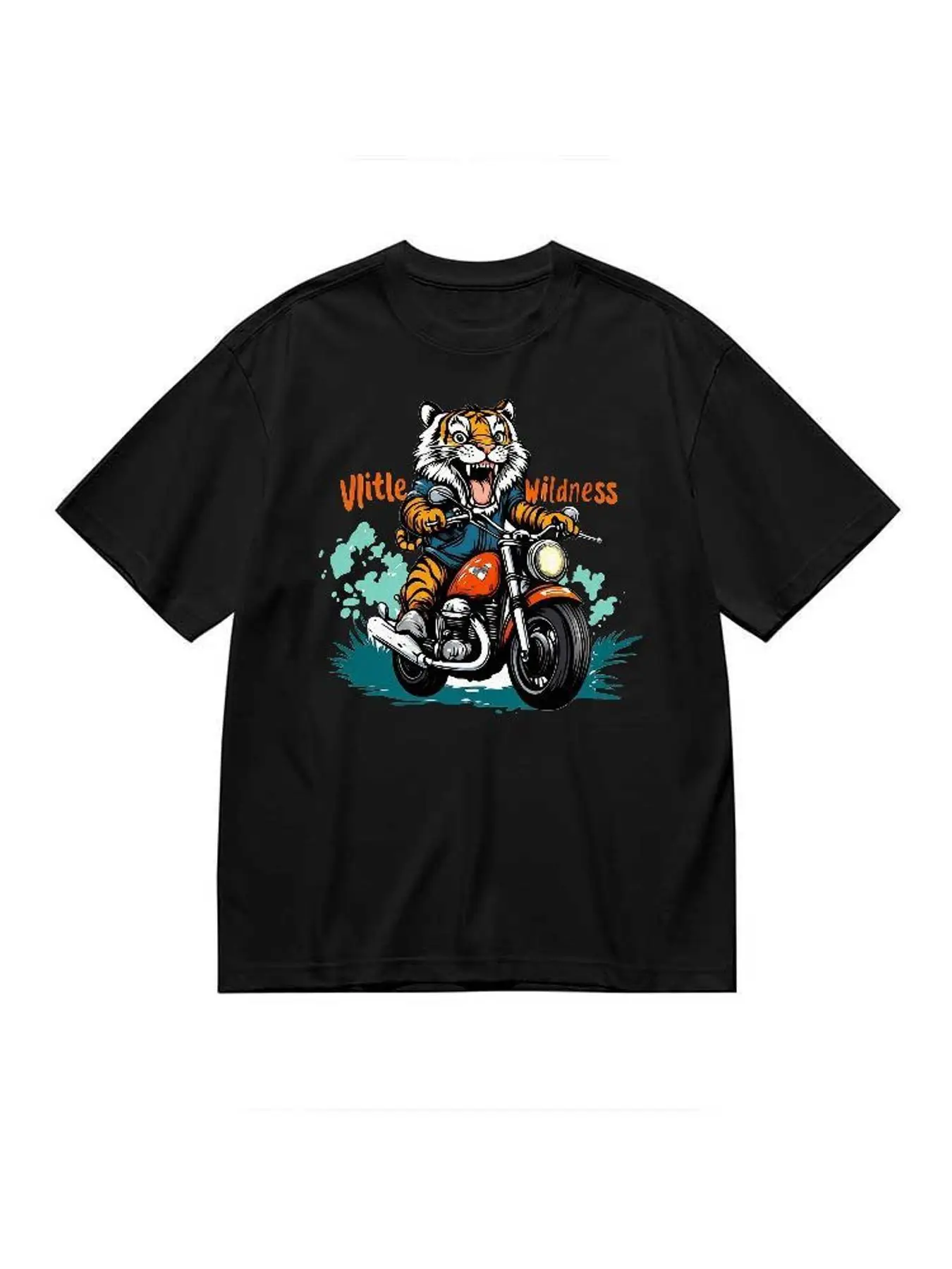 Tiger Riding Motorcycle Graphic T Shirt Women Little Wildness Print Fashion Casual Tops Stretchy Soft Short Sleeve Plus Size Tees view 2