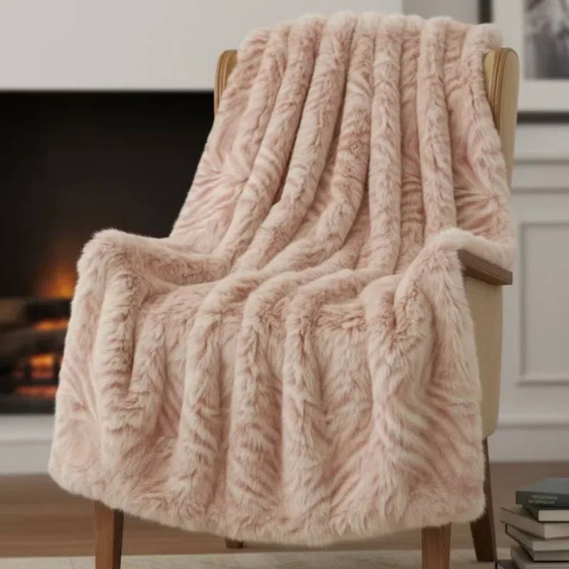 1pcs Jacquard Plush Blanket Winter Thicken Warm Bedding Blanket Luxury Premium Feel Office Long Haired Mink Sofa Nap Blankets