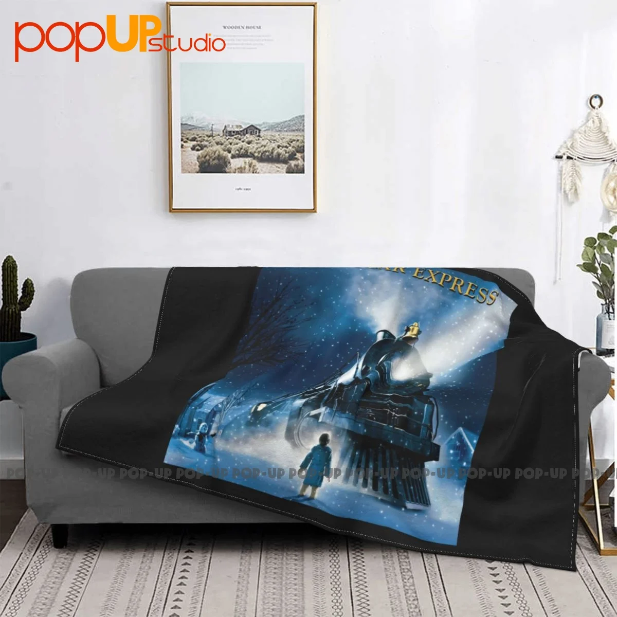 The Polar Express Movie Train Heading Down The Tracks Blanket Sheet Breathable Faux Fur Mink