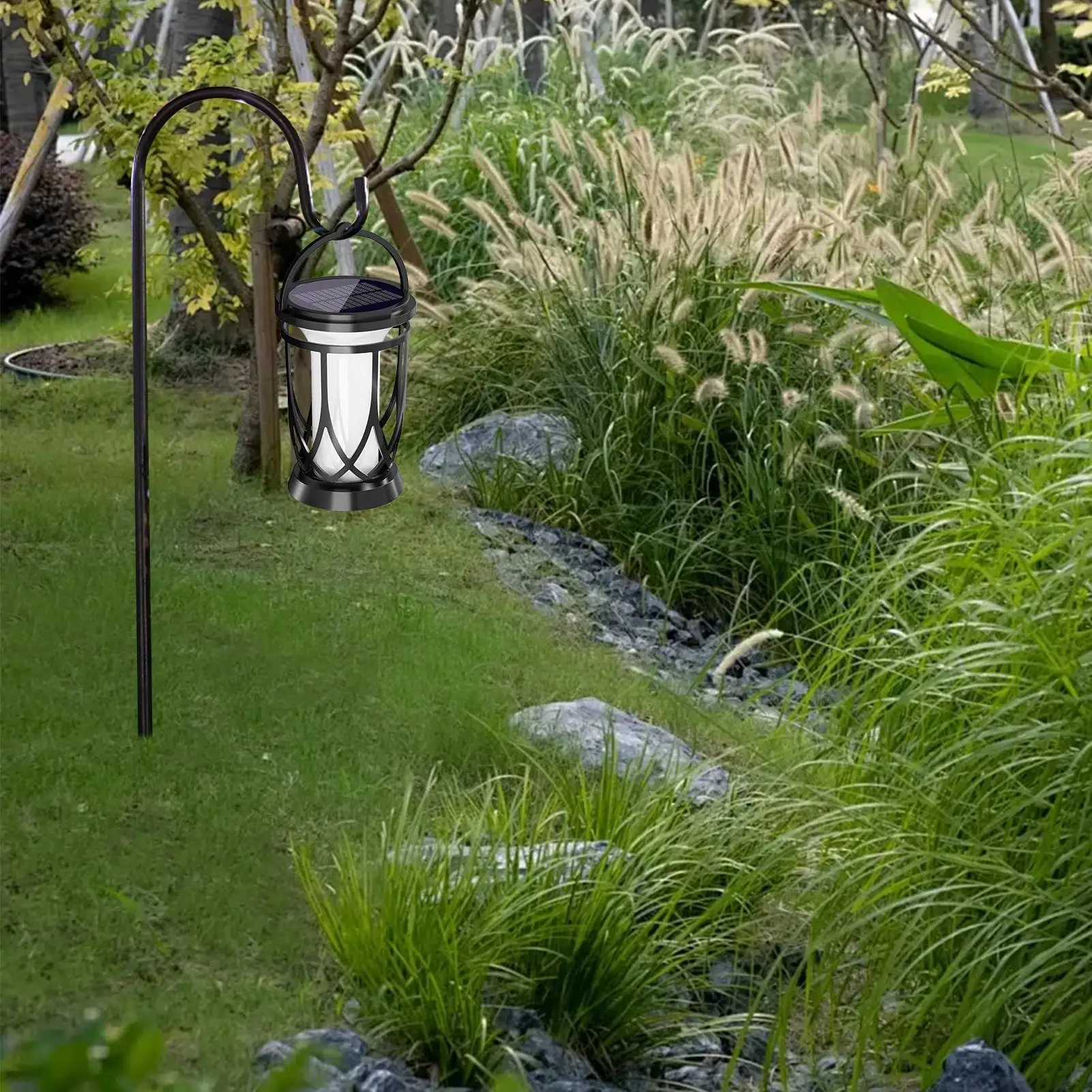 

Dancing Flame Solar Lantern Outdoor Lamp Flickering Solar Lights Auto On/Off Lighting Decorations Lamp For Yard Lawn Patio Porch