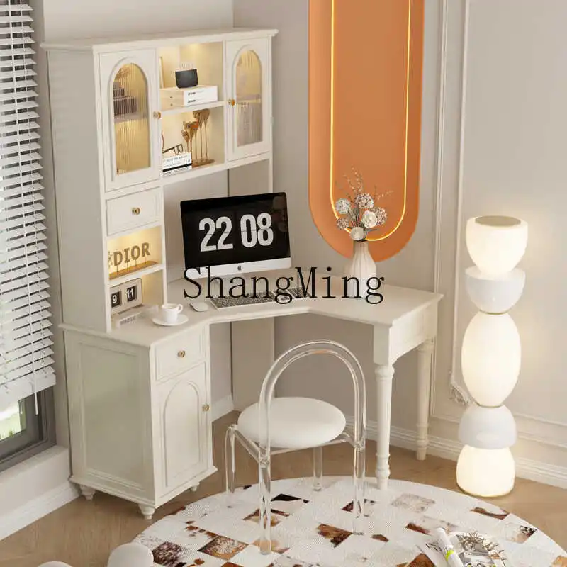 

CL Modern Light Luxury Desk Bookshelf Combination Solid Wood Integrated Corner Study Computer Cabinet Modern Office Desk