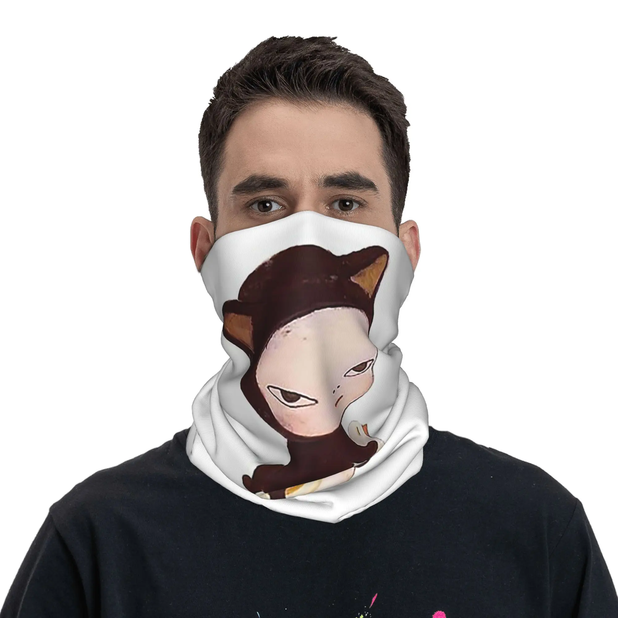 Yoshitomo nara Bandana Neck Gaiter Printed Wrap Scarf Multifunction Headwear Outdoor Sports For Men Women Adult Breathable