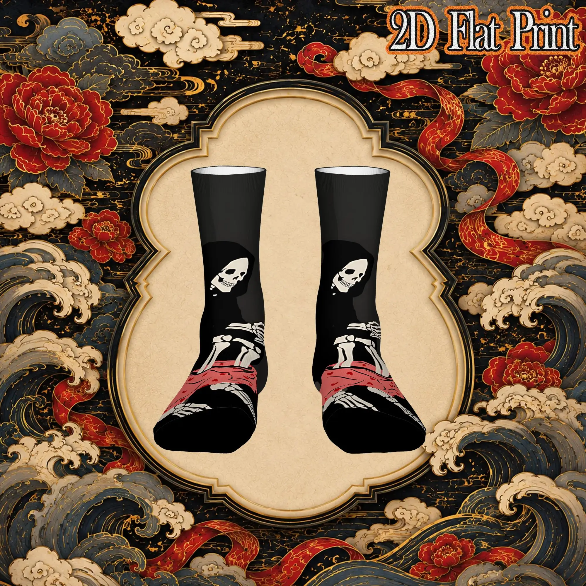 Skeleton Reading Book Print Trendy Men's compression Socks Unisex items Crew Sock Cycling socks