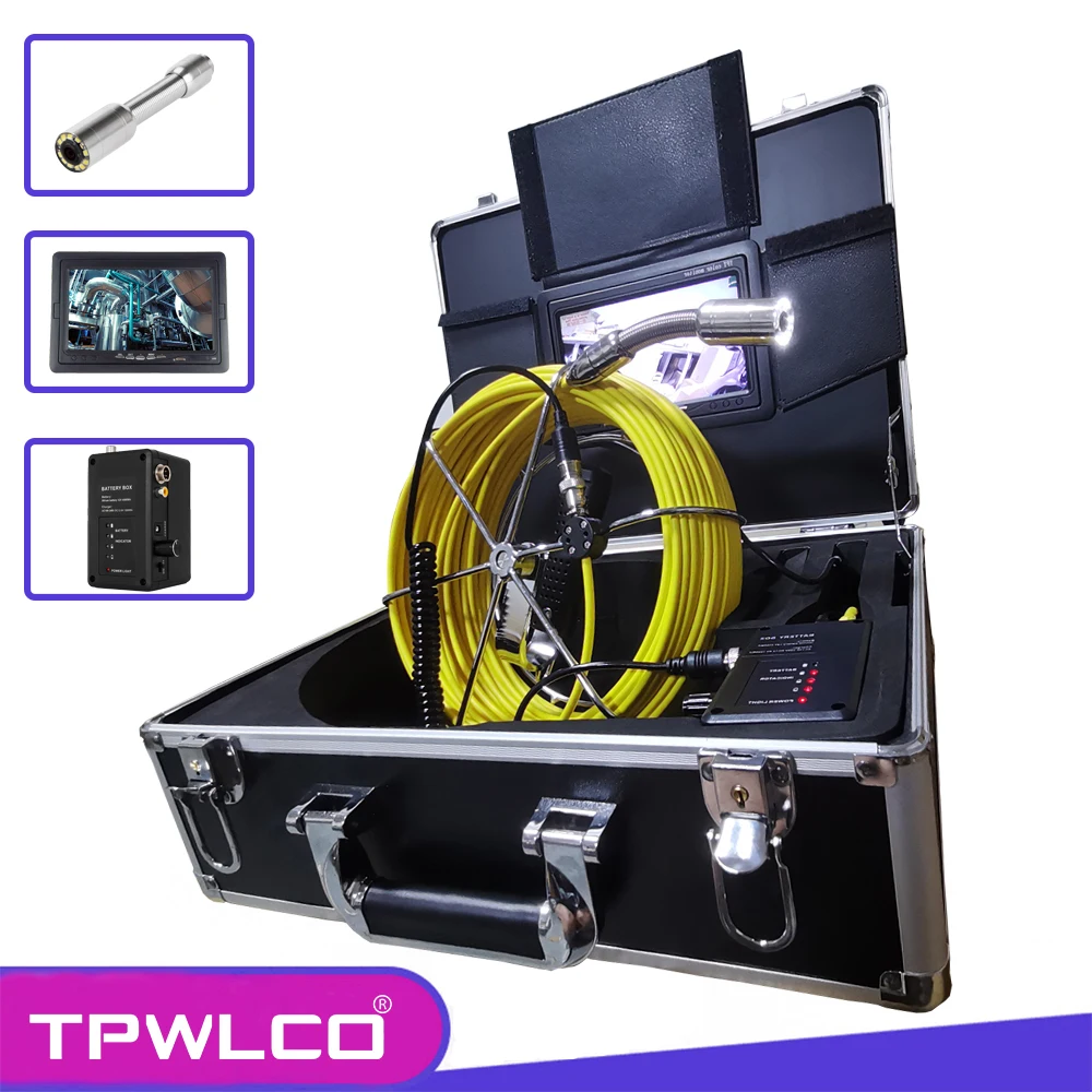 23mm Waterproof Industrial Camera Head 120 Degree 20-50m Pipeline Endoscope Darin Sewer Inspection System With DVR  7" Screen
