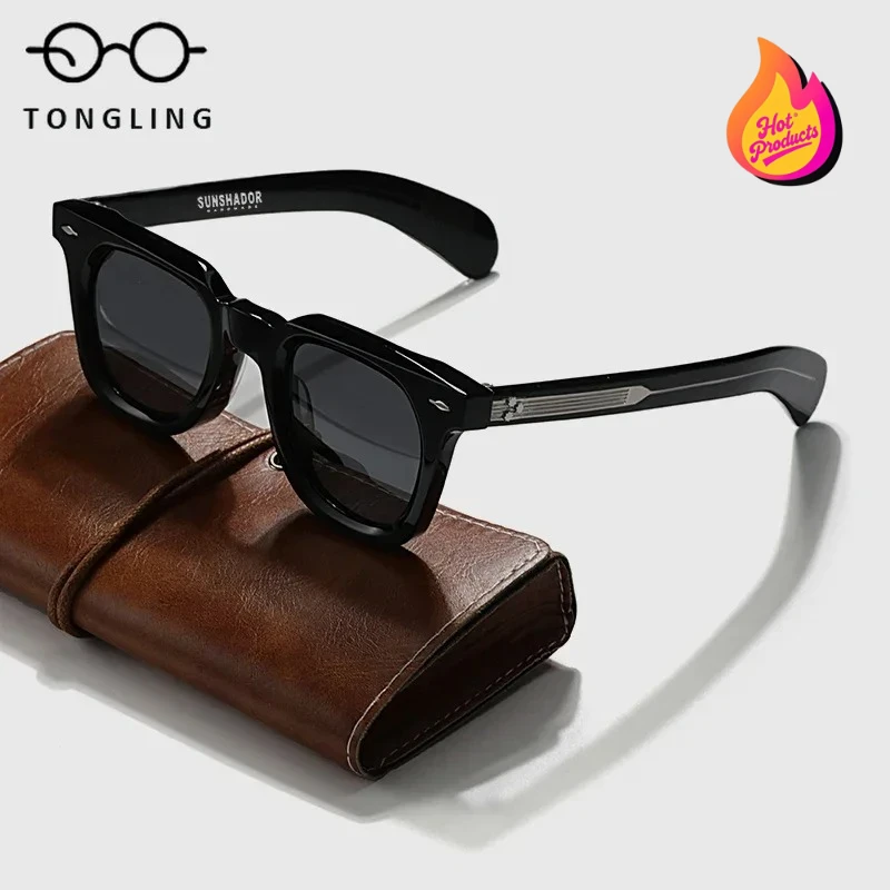 

Luxurious New Women High-Quality Fashionable Men Handcrafted Premium Acetate Retro Round Outdoor UV400 Protective Sunglasses