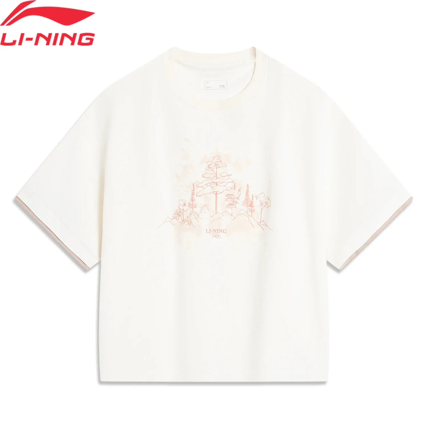 Li-Ning Women CROSS Sports T-Shirt AT DRY SMART 56%Cotton 44%Polyester Loose Fit LiNing Short Sleeve Tee Tops AHSU506