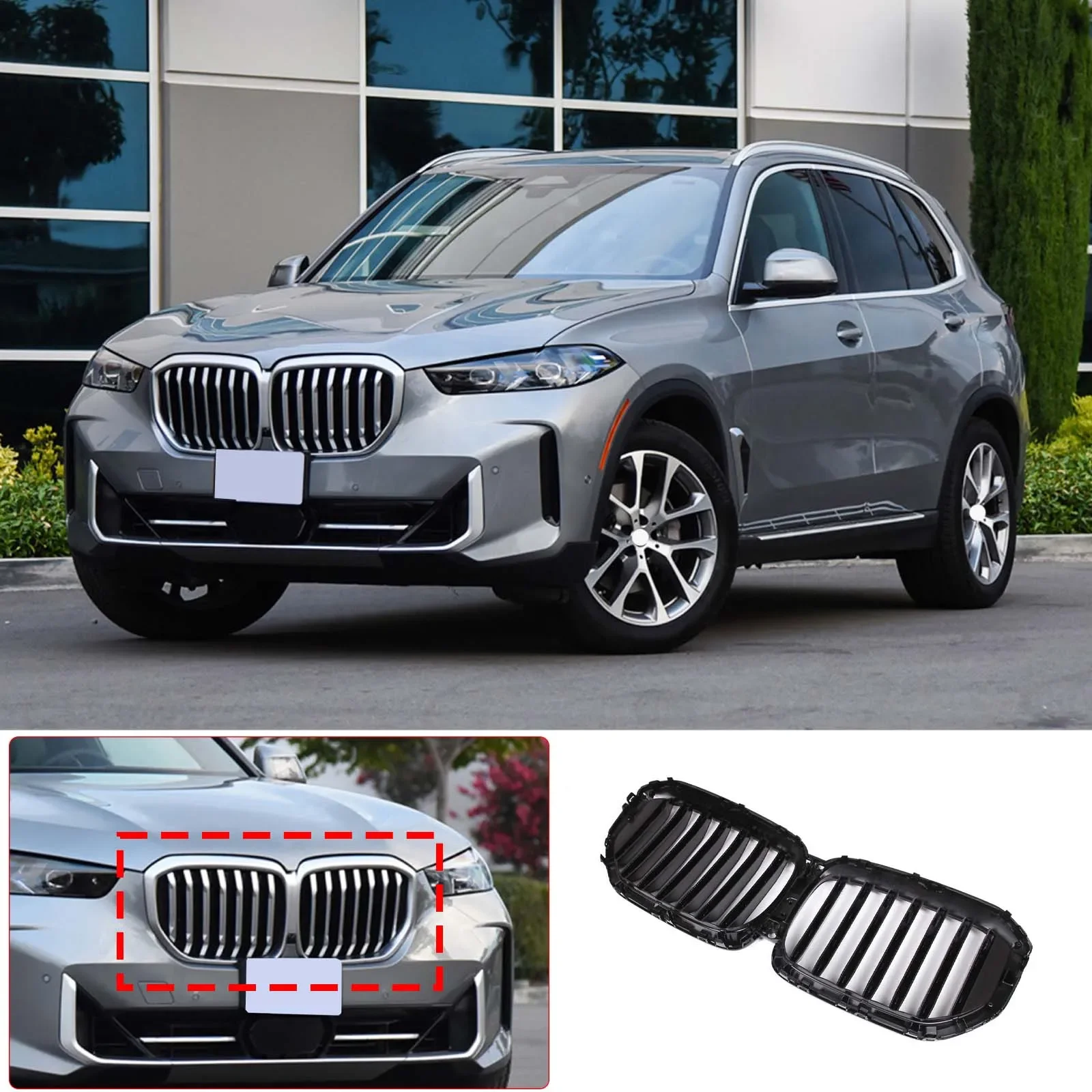 

Replacement Front Radiator Grille Hood ABS Gloss Black for BMW X5 G05 2023-2024 Car Styling Front Bumper Grill Accessories