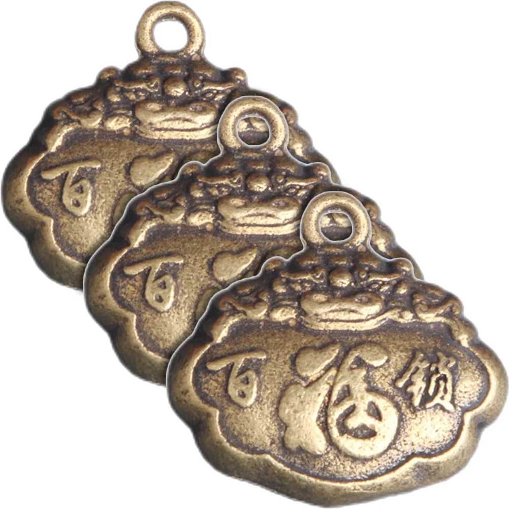 

3Pcs Peace Lock Pendant Chinese Style Vintage Hanging Lock Pendant Keychain Bag Car Home Ornament Car Hanging Ornament
