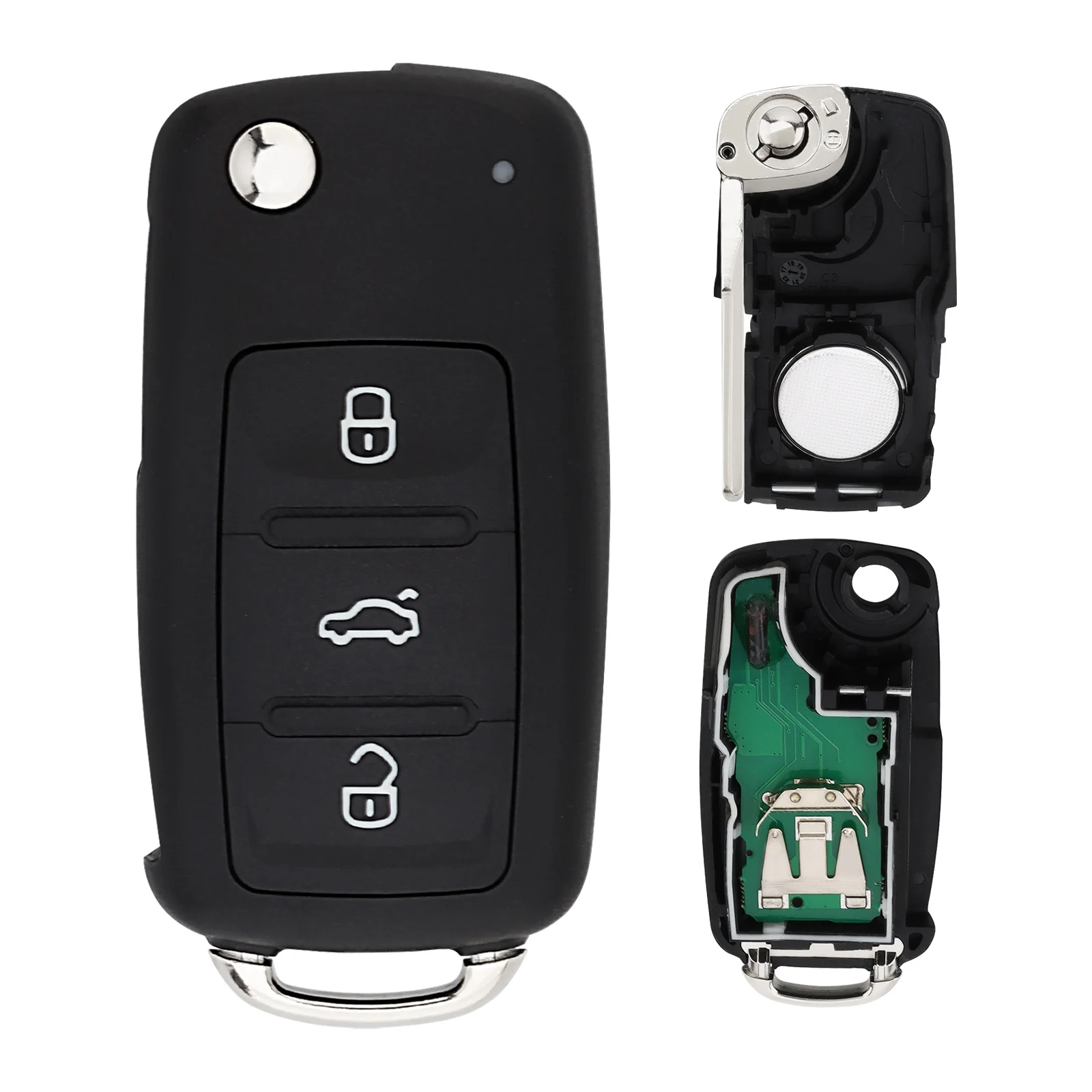 

434MHz 3 Buttons Flip Folding Car Remote Key Fob Shell for VolksWagen 5K0837202AD ID48 Chip Keyless Entry Remote Key Cover Case