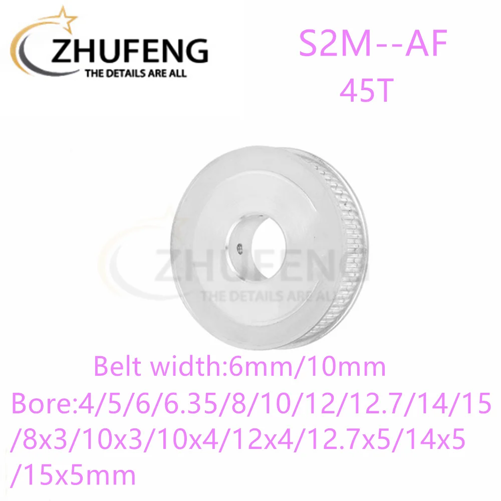 S2M AFTiming Pulley45T ToothTeethBore4/5/6/6.35/8/10/12/12.7/14/15/8x3-15x5mm Synchronous Wheels Width6/10/mmBelt 3DPrinterParts