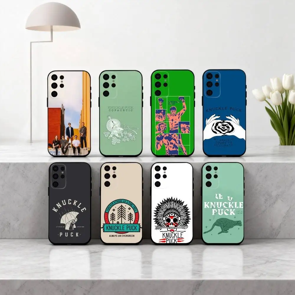 

Pop-rock K-Knuckle P-Puck Band Phone Case For Samsung S25,24,23,22,30,21,10,9,Ultra,Plus,Lite,FE,4,5 G Soft Black Case