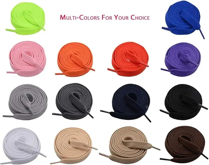 0.8CM Flat Polyester Shoelaces, Multi-Color Replacement Laces, Durable Stretchy Laces for Sneakers & Casual Shoes 1Pair/3Pairs