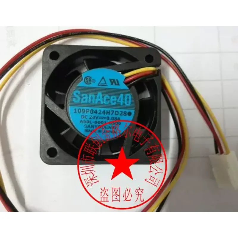 for 109P0424H7D28 New SANYO 24V 0.08A 40x40x15mm Three Wire DC Cooling Fan with Signal Detection