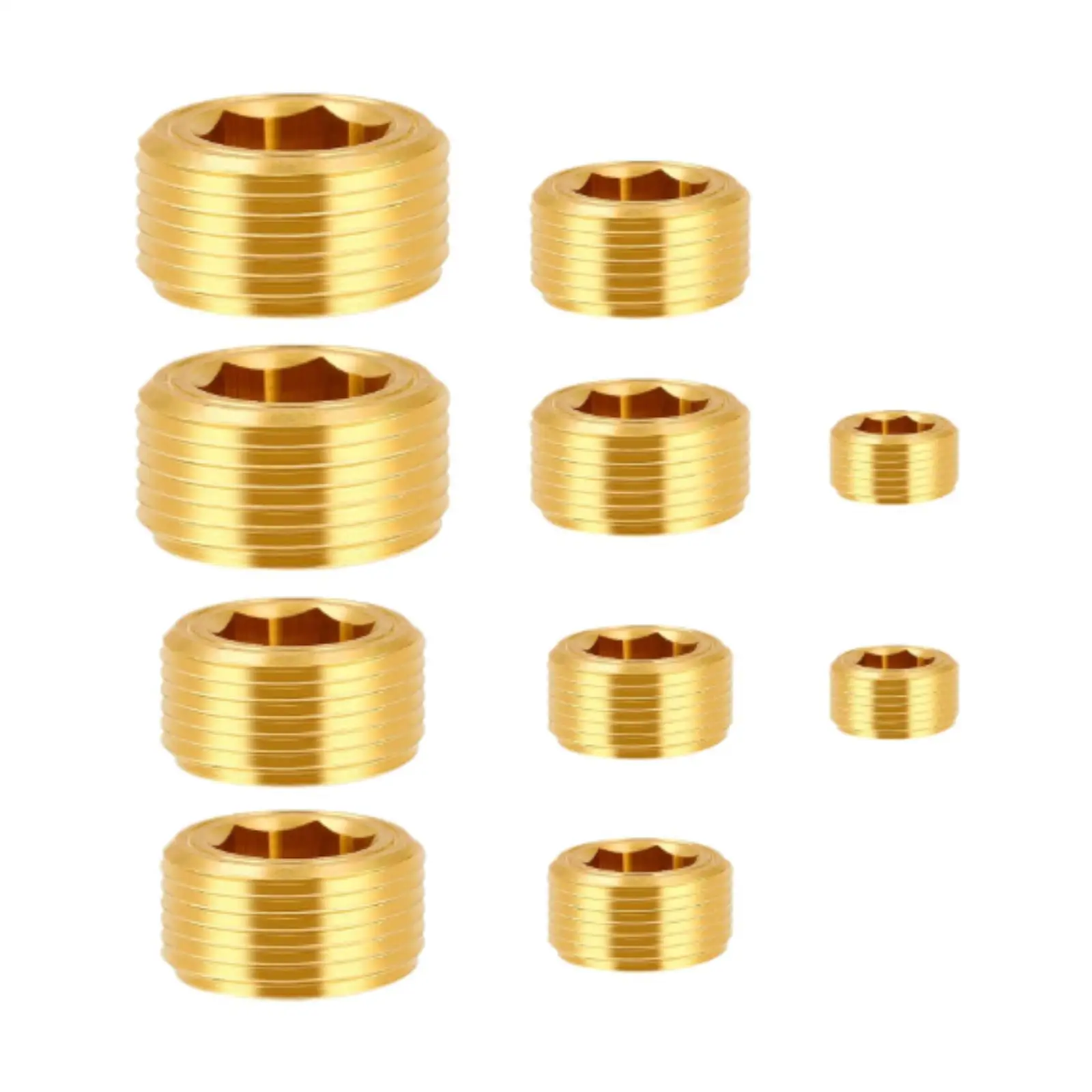 

10x Brass NPT Plug Male Thread Pipe Plug Set Brass Pipe Fittings