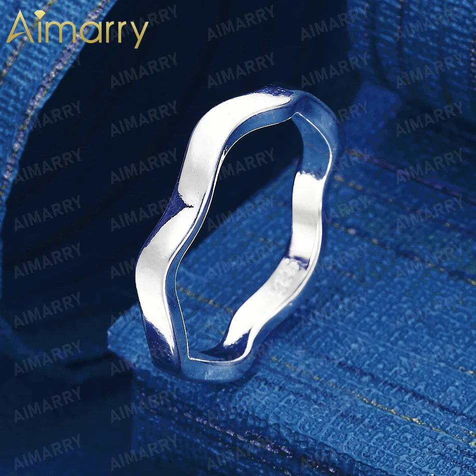 925 Sterling Silver 7-10# Irregular Wave Curve Ring for Women's Parties Banquets Weddings High-quality Fashion Jewelry